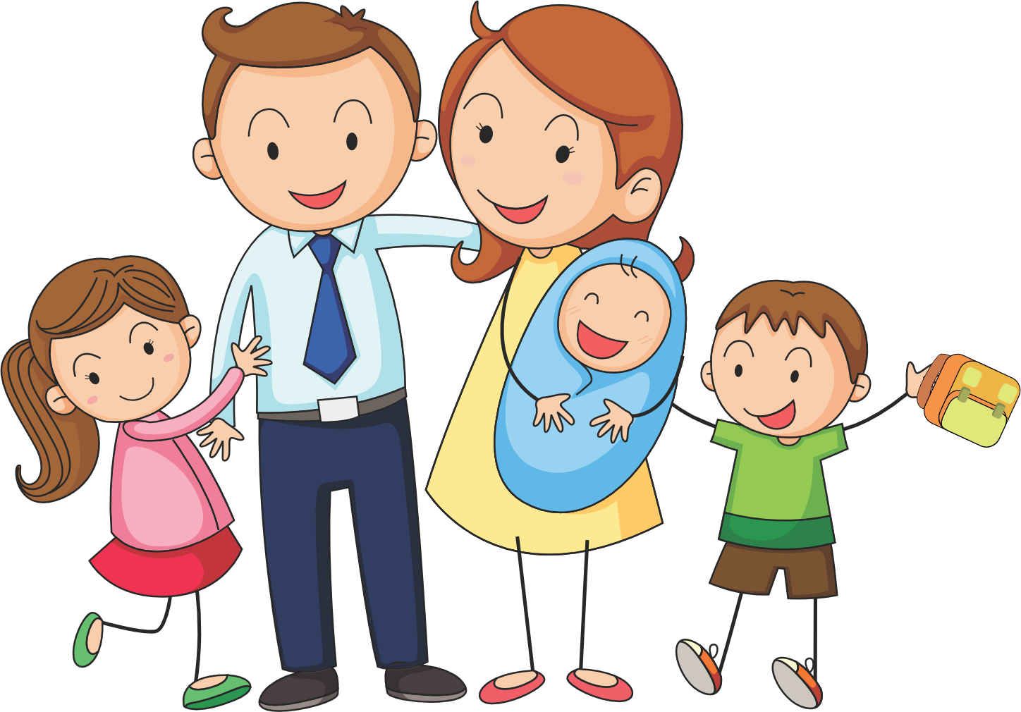 Familia feliz acompañada por FamiPED